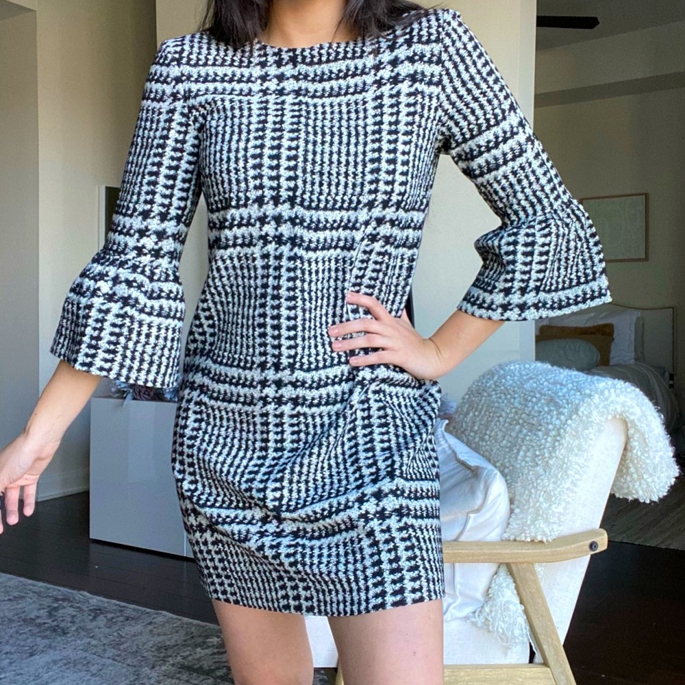 ZARA Houndstooth Work Shift Dress